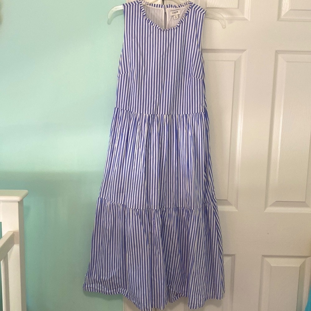 J. Crew Factory blue and white stripe dress